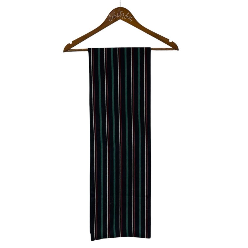 Trinity 1592 Scarf Black Green Red Striped Ireland Wool Cotton Blend